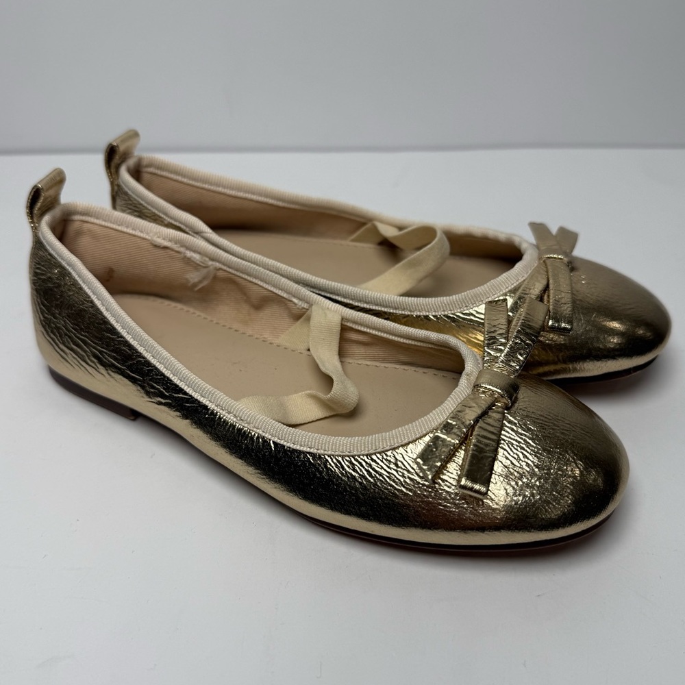 Zara Metallic Gold Flats with Bow